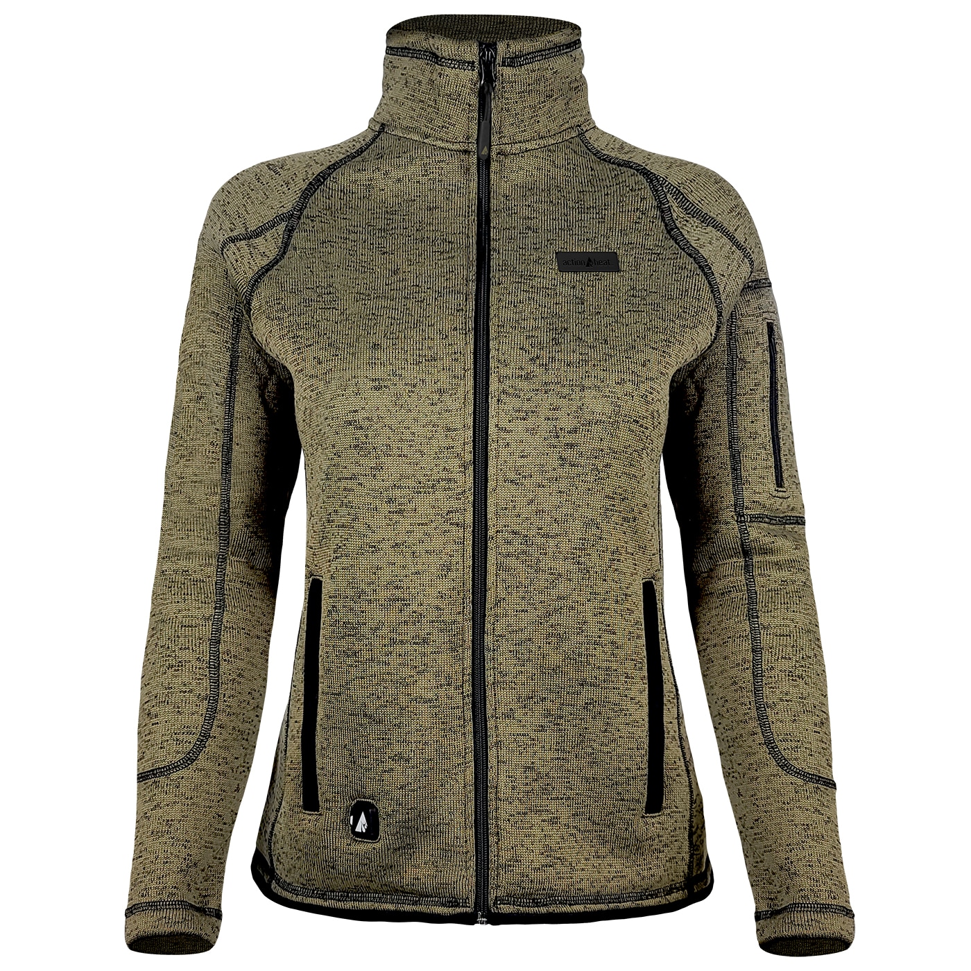 Chamarra térmica con capucha ActionHeat para mujer en verde olivo de peso medio (talla extra grande) con batería incluida AH-SJKT-5V-W-GN-XL