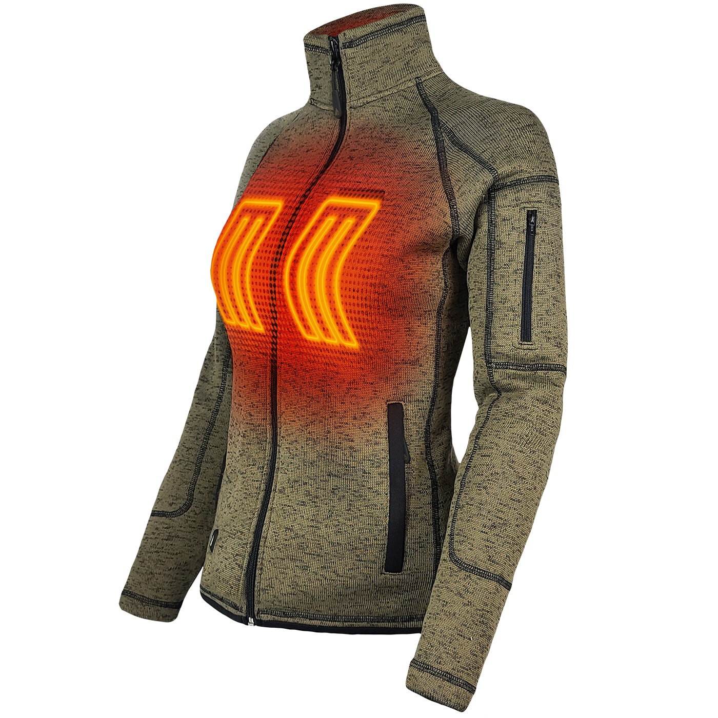 Chamarra térmica con capucha ActionHeat para mujer en verde olivo de peso medio (talla extra grande) con batería incluida AH-SJKT-5V-W-GN-XL