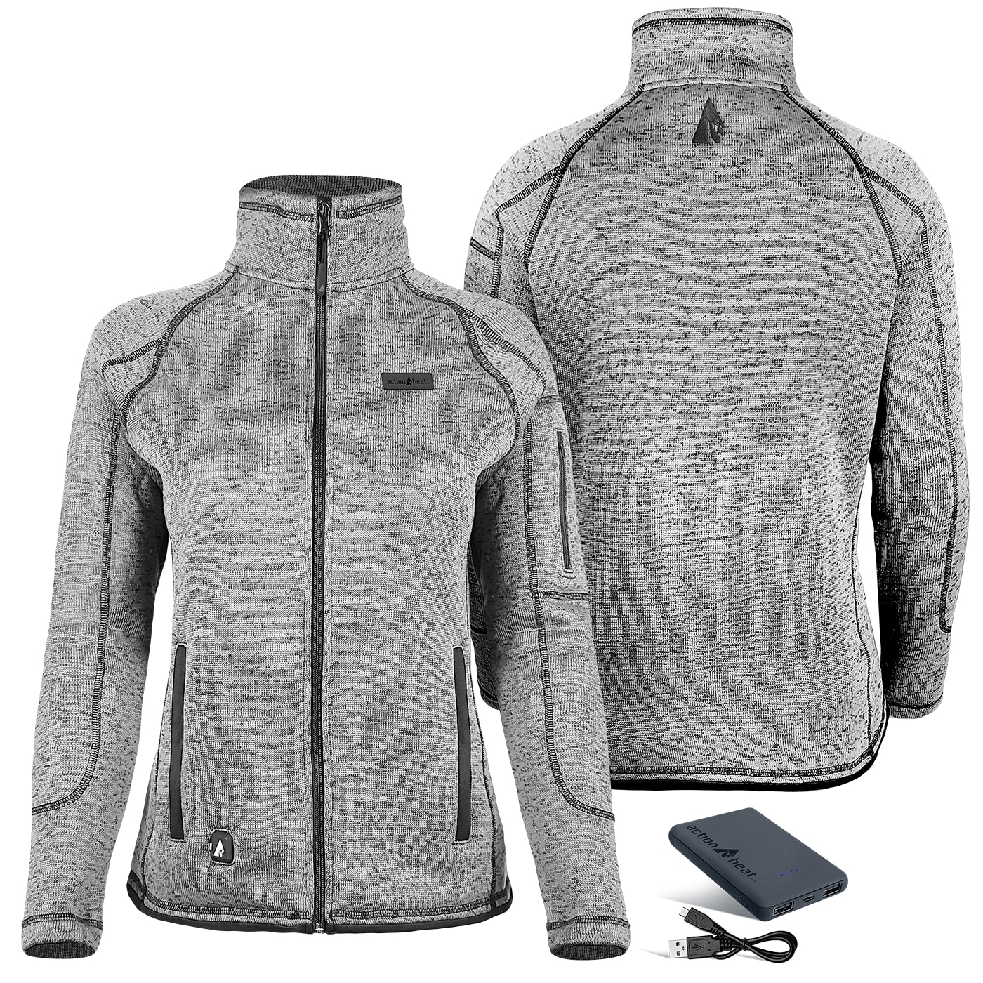 Chamarra Térmica Ligera para Mujer ActionHeat en Gris Claro (Talla Extra Grande) con Batería Incluida AH-SJKT-5V-W-LG-XL