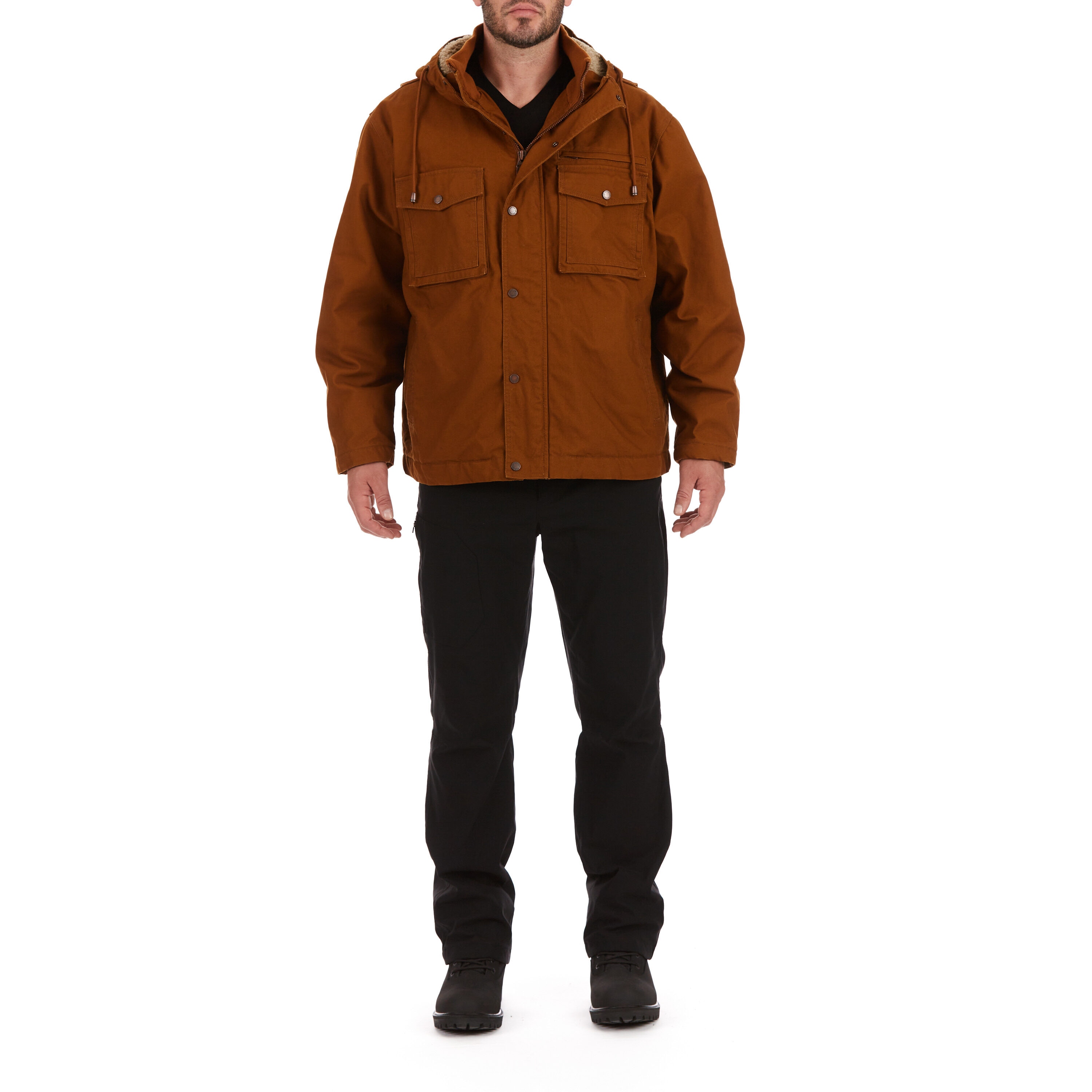 Chamarra de trabajo aislada con capucha de Smith's Workwear para hombre en color café camello (Extra Grande) S5102-CAMBR-XL
