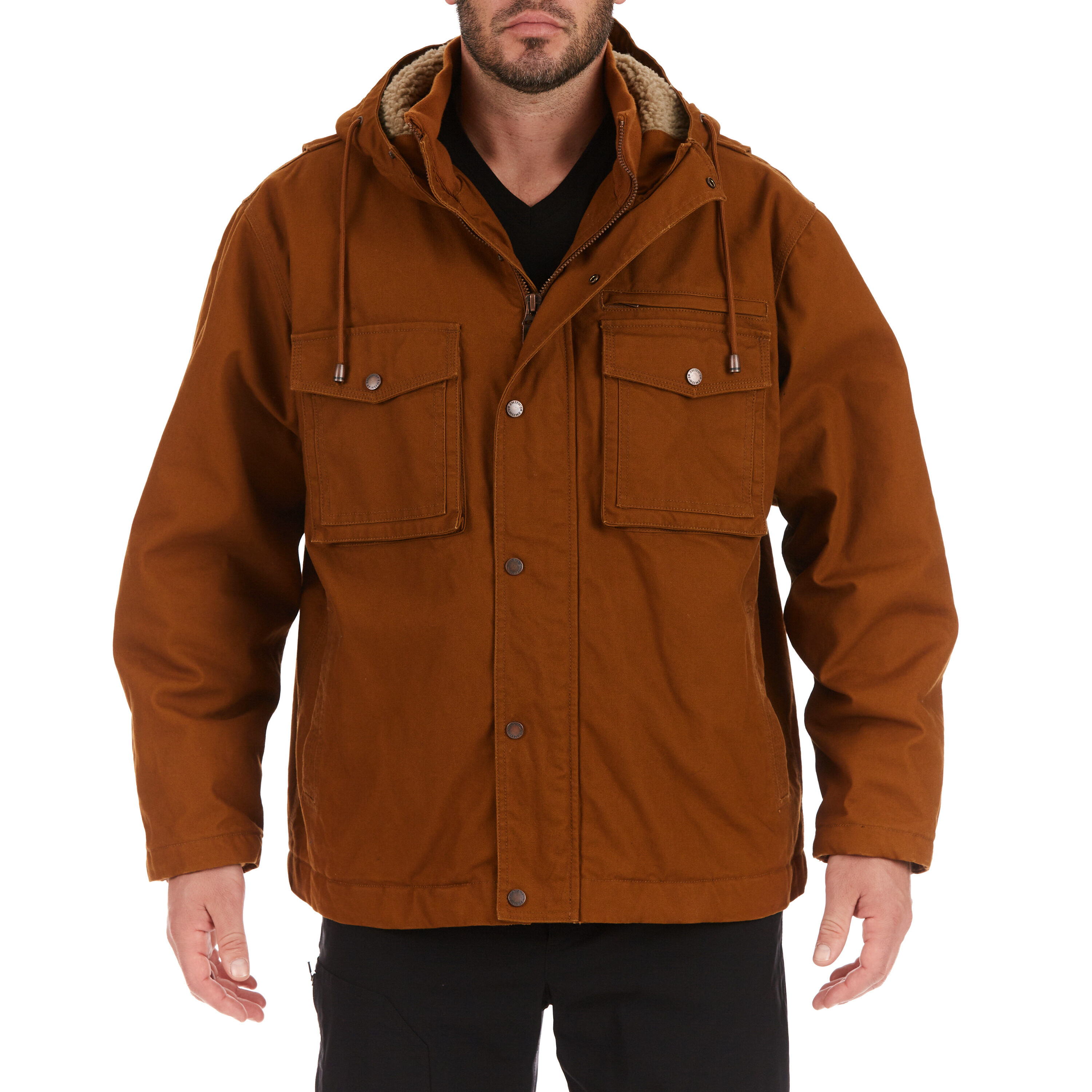 Chamarra de trabajo aislada con capucha de Smith's Workwear para hombre en color café camello (Extra Grande) S5102-CAMBR-XL