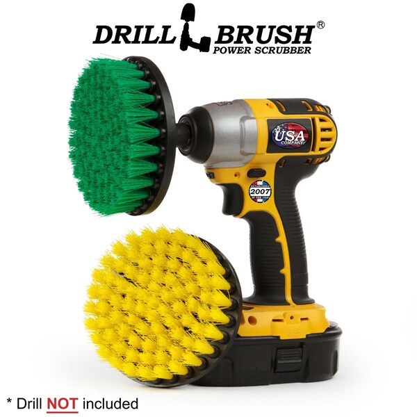 Accesorios para baño Drillbrush - Juego de cepillos para baño y cocina con cepillo eléctrico - 5IN-S-GY-QC-DB