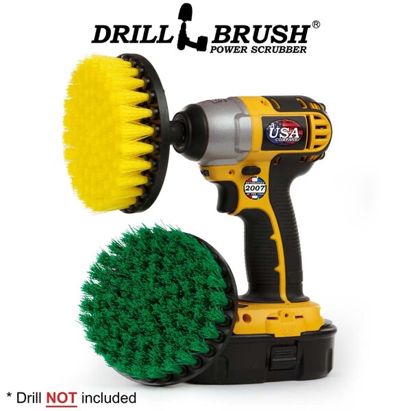 Accesorios para baño Drillbrush - Juego de cepillos para baño y cocina con cepillo eléctrico - 5IN-S-GY-QC-DB