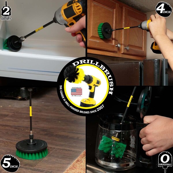 Cepillo de Taladro Power Scrubber de Useful Products 7 pulgadas de Ancho 5 pulgadas de Largo, Verde - G-S-542O-7X-QC-DB.
