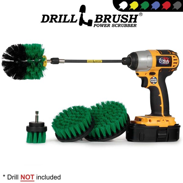 Cepillo de Taladro Power Scrubber de Useful Products 7 pulgadas de Ancho 5 pulgadas de Largo, Verde - G-S-542O-7X-QC-DB.