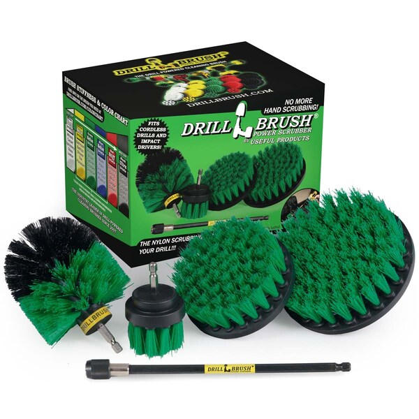 Cepillo de Taladro Power Scrubber de Useful Products 7 pulgadas de Ancho 5 pulgadas de Largo, Verde - G-S-542O-7X-QC-DB.