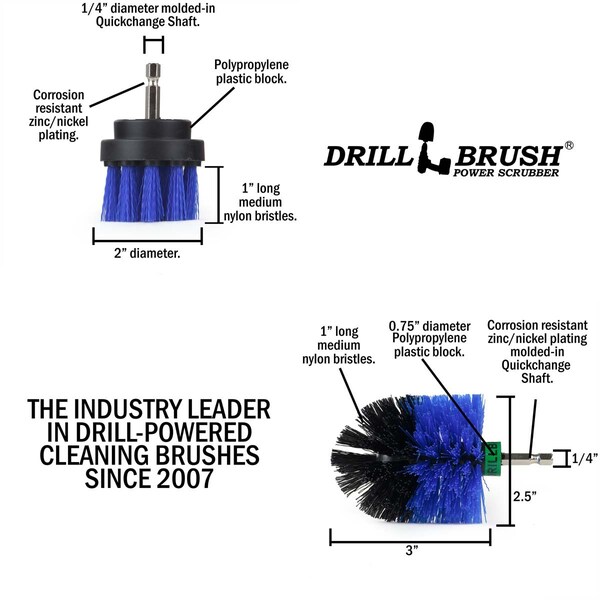 Accesorios para alberca Drillbrush - Cepillo para taladro - Mantenimiento con cepillo giratorio MINI de 2 pulgadas - B-S-2M-QC-DB