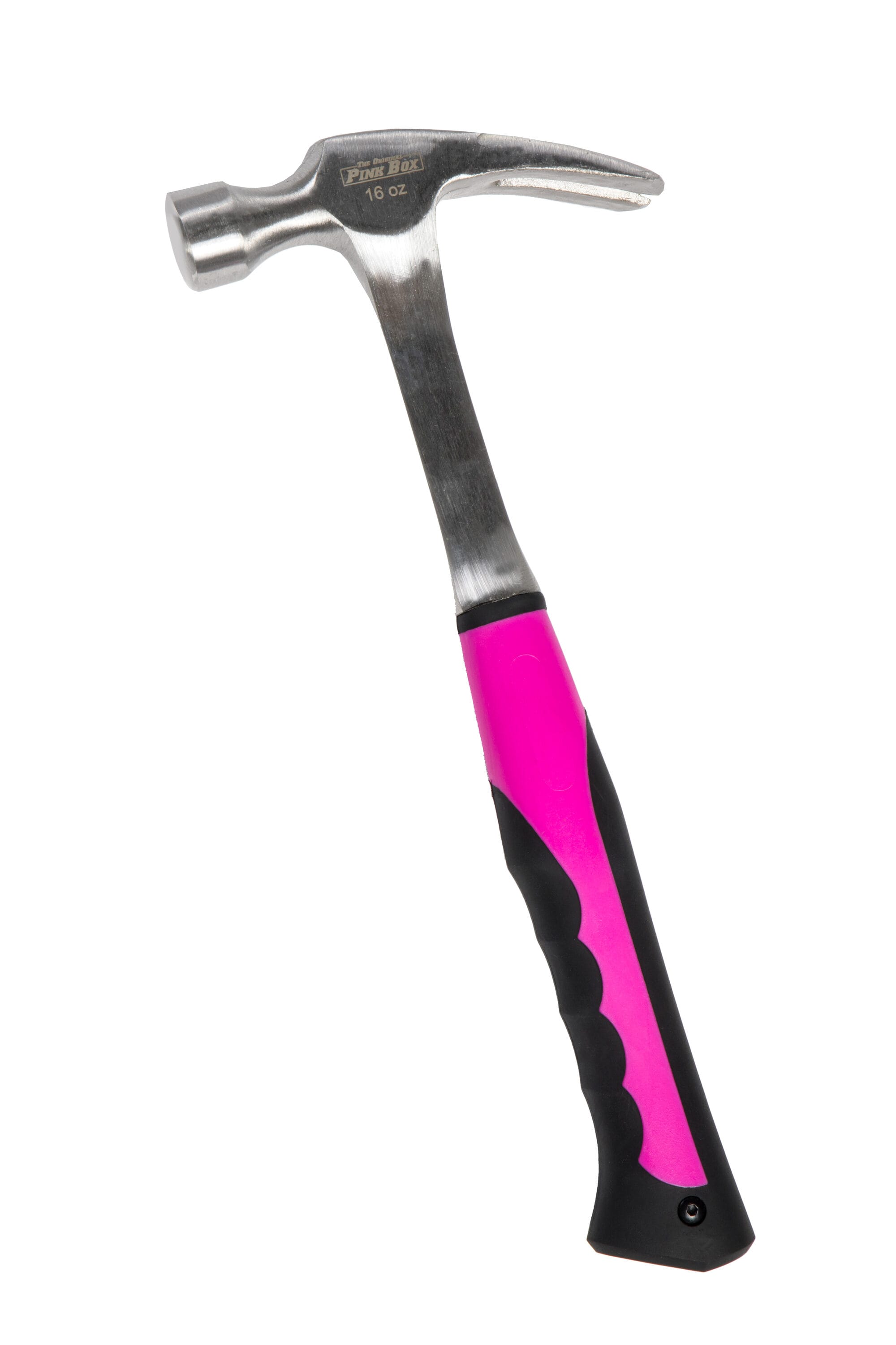 Martillo de garra con cabeza de acero lisa de 16 oz de The Original Pink Box con mango de acero PB16SHM