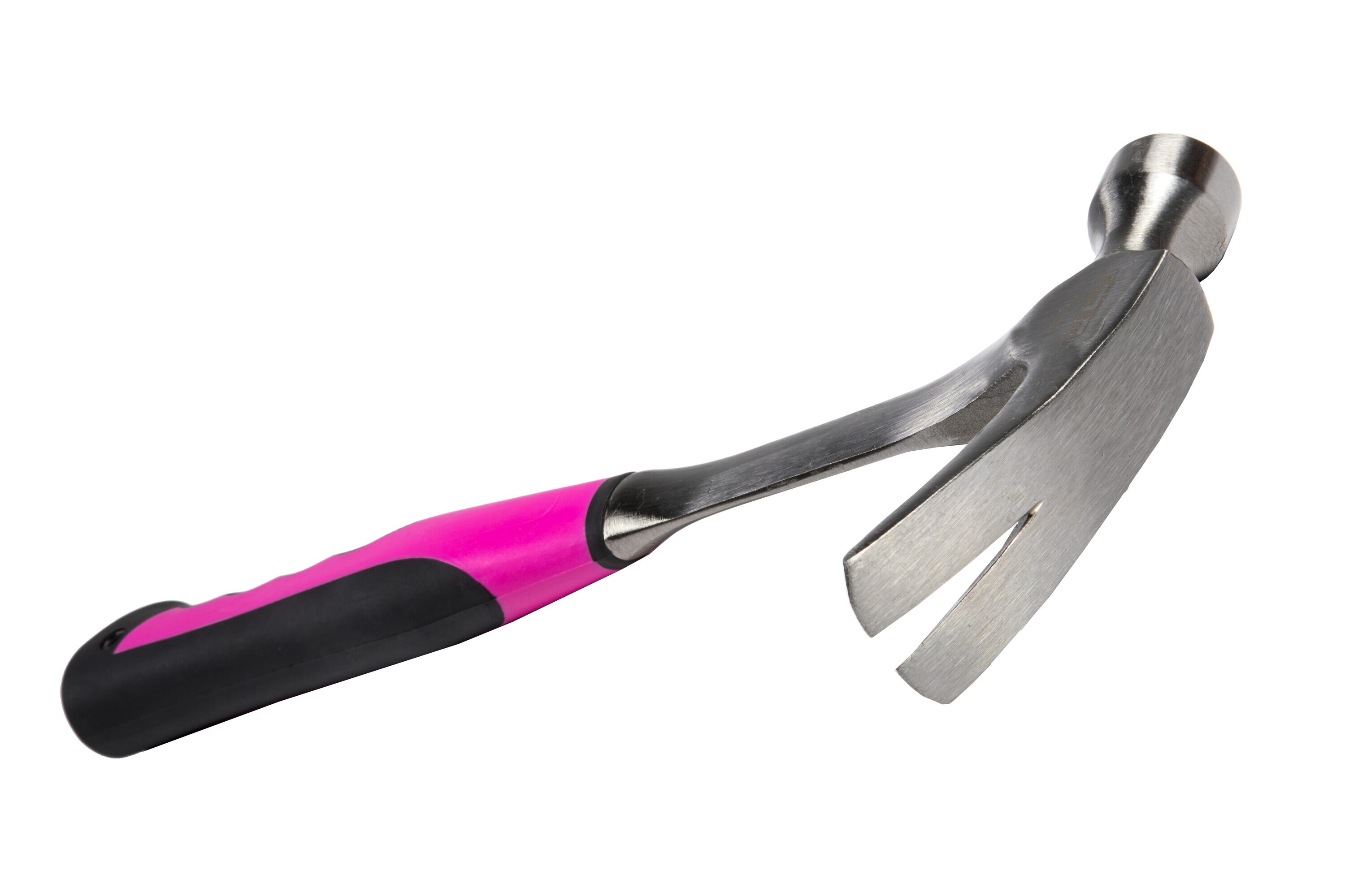 Martillo de garra con cabeza de acero lisa de 16 oz de The Original Pink Box con mango de acero PB16SHM