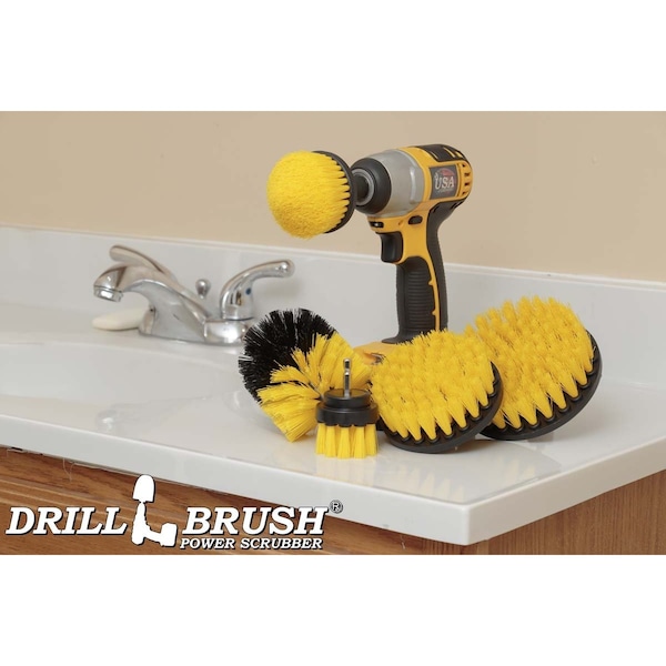 Cepillo de taladro Power Scrubber de Useful Products 5 pulgadas de ancho y 5 pulgadas de largo, color amarillo - Y-S-542CO-QC-DB