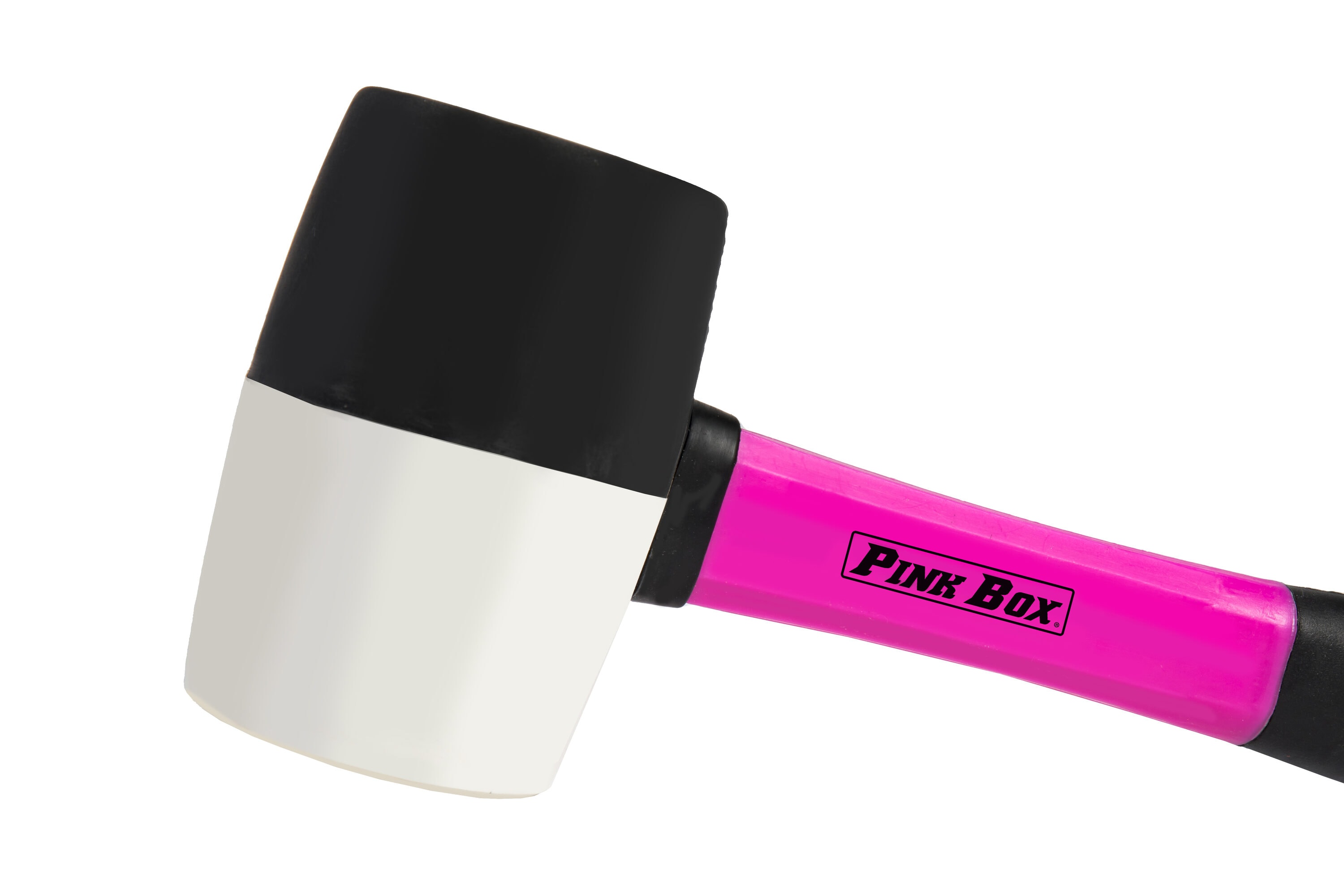 Maza de goma de 16 oz con mango de fibra de vidrio de The Original Pink Box