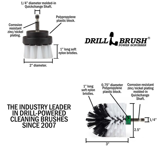 Cepillo para Taladro Scrubber Power de Useful Products 5 pulgadas Ancho 5 pulgadas Largo, Blanco - W-S-2M-QC-DB