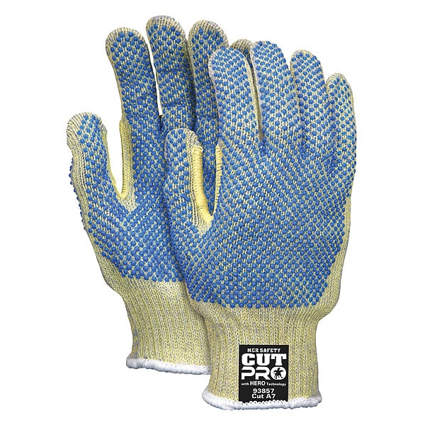 Guantes resistentes al corte Mcr Safety, Nivel de corte A7, 7 ga, Azul/Amarillo, Talla L - 93859L