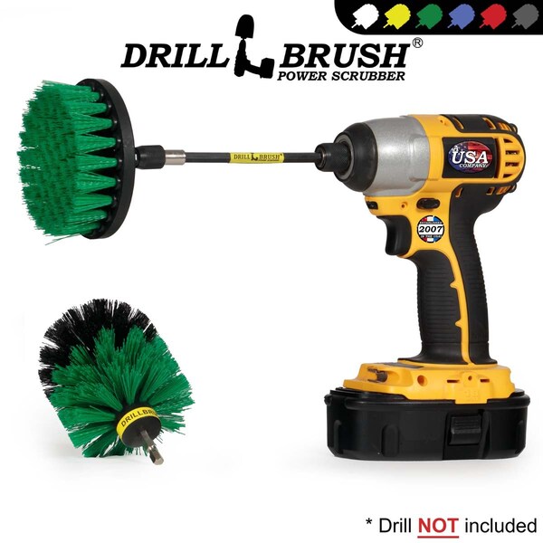 Cepillo taladro Power Scrubber de Useful Products 5 in W 5 in L, verde - G-S-4O-5X-QC-DB