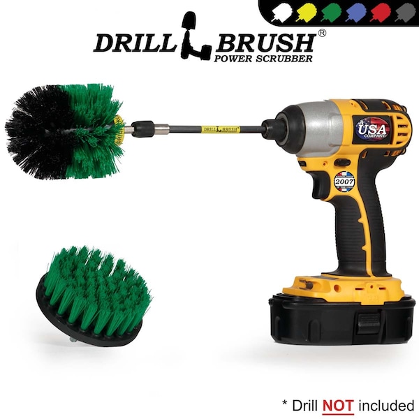 Cepillo taladro Power Scrubber de Useful Products 5 in W 5 in L, verde - G-S-4O-5X-QC-DB