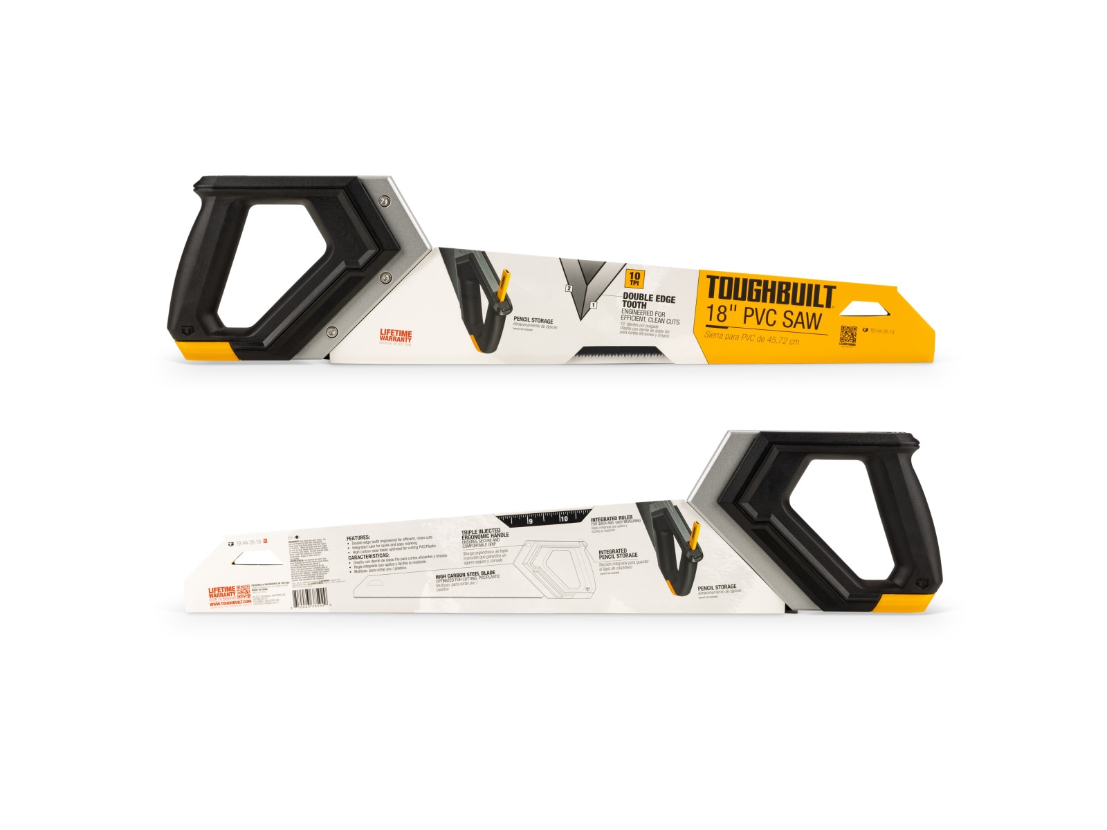Sierra de mano TOUGHBUILT Pvc de corte fino de 18 pulgadas TB-H4-26-18