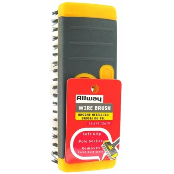 Cepillo de alambre de acero al carbono de alta resistencia con agarre suave Allway Tools SB619 - 37064126193