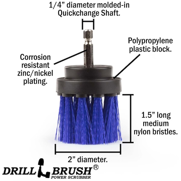 Accesorios para bañera de hidromasaje Drillbrush - Cepillo de fregar - Accesorios para spa - Piscina - 2IN-L-B-QC-DB