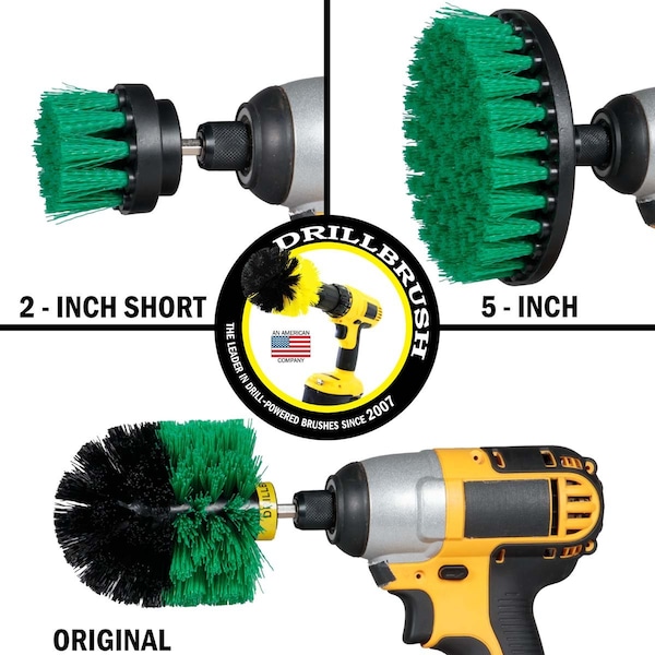 Cepillo de Taladro Power Scrubber de Useful Products 5 en W 5 en L, Verde - G-S-52O-QC-DB