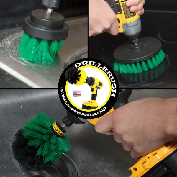 Cepillo de Taladro Power Scrubber de Useful Products 5 en W 5 en L, Verde - G-S-52O-QC-DB