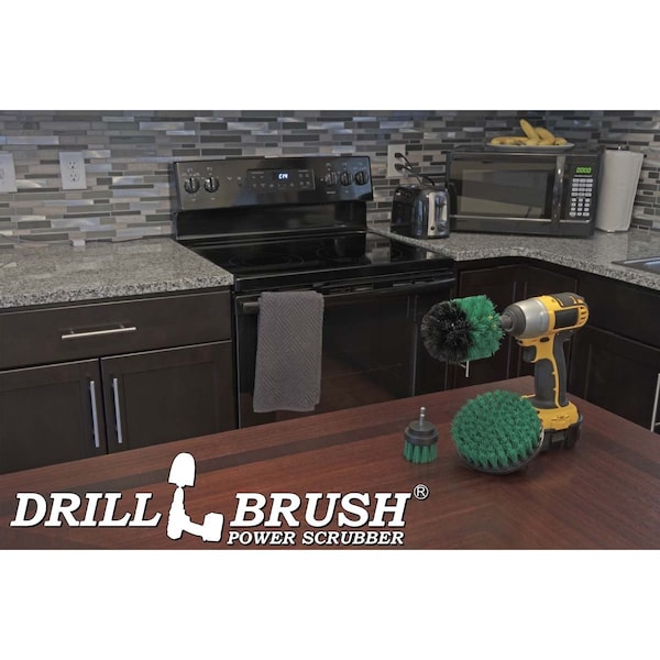 Cepillo de Taladro Power Scrubber de Useful Products 5 en W 5 en L, Verde - G-S-52O-QC-DB