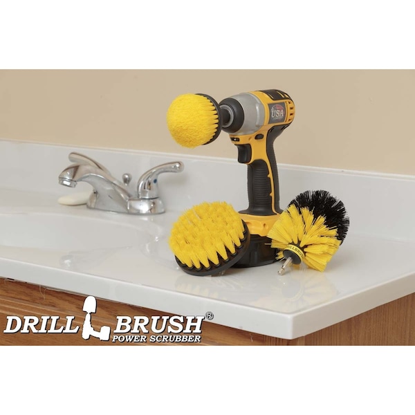 Cepillo Perforador Power Scrubber de Useful Products 5 pulgadas de ancho y 5 pulgadas de largo, amarillo - Y-S-4CO-QC-DB