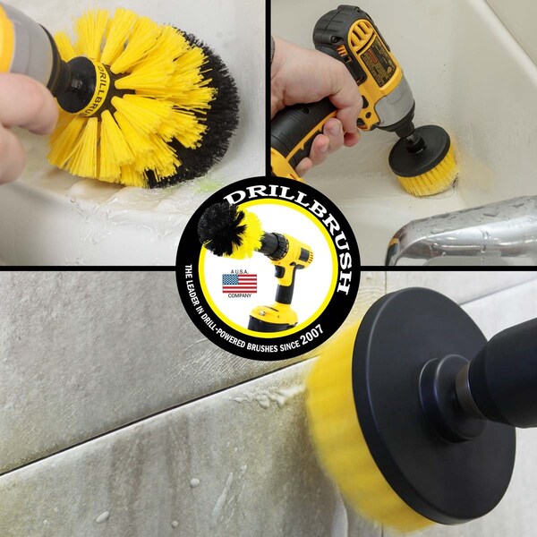 Cepillo Perforador Power Scrubber de Useful Products 5 pulgadas de ancho y 5 pulgadas de largo, amarillo - Y-S-4CO-QC-DB