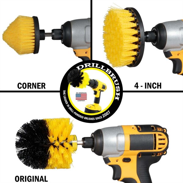 Cepillo Perforador Power Scrubber de Useful Products 5 pulgadas de ancho y 5 pulgadas de largo, amarillo - Y-S-4CO-QC-DB