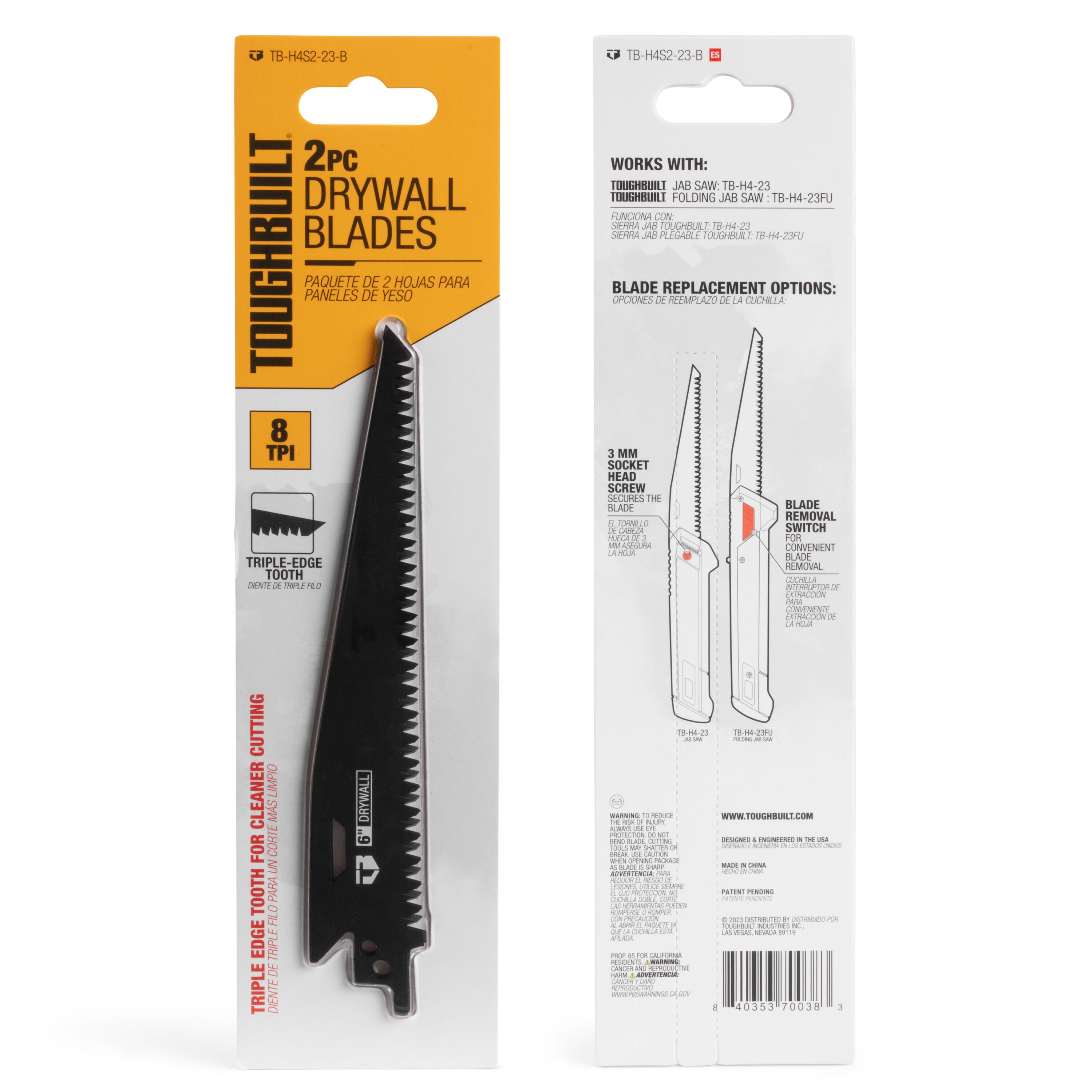 Juego de hojas para sierra de arco de corte grueso de acero al carbono de 6 pulgadas TOUGHBUILT TB-H4S2-23-B