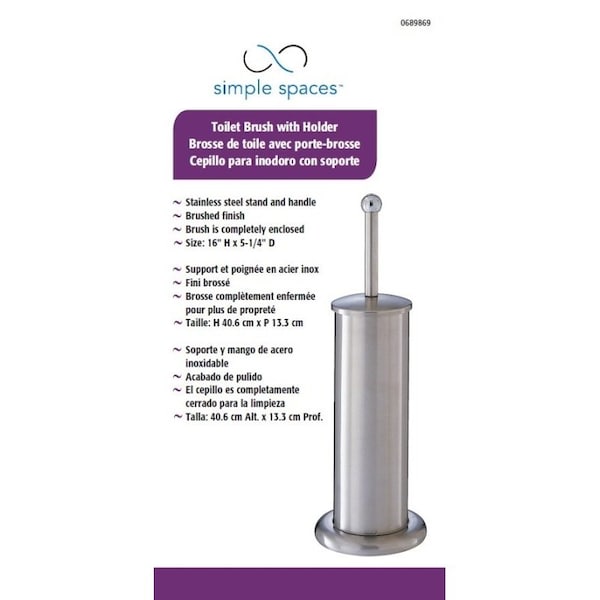 Cepillo para Baño Simple Spaces con Soporte, Portaescobillas de Acero Inoxidable - MYY11-3L