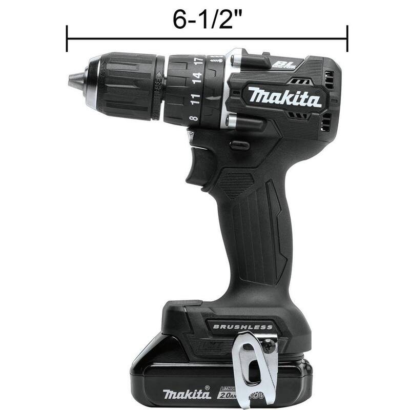 Kit de taladro percutor inalámbrico sin escobillas compacto de 18V LXT de ion de litio de 1/2 pulg. Makita, 2.0Ah - XPH15RB