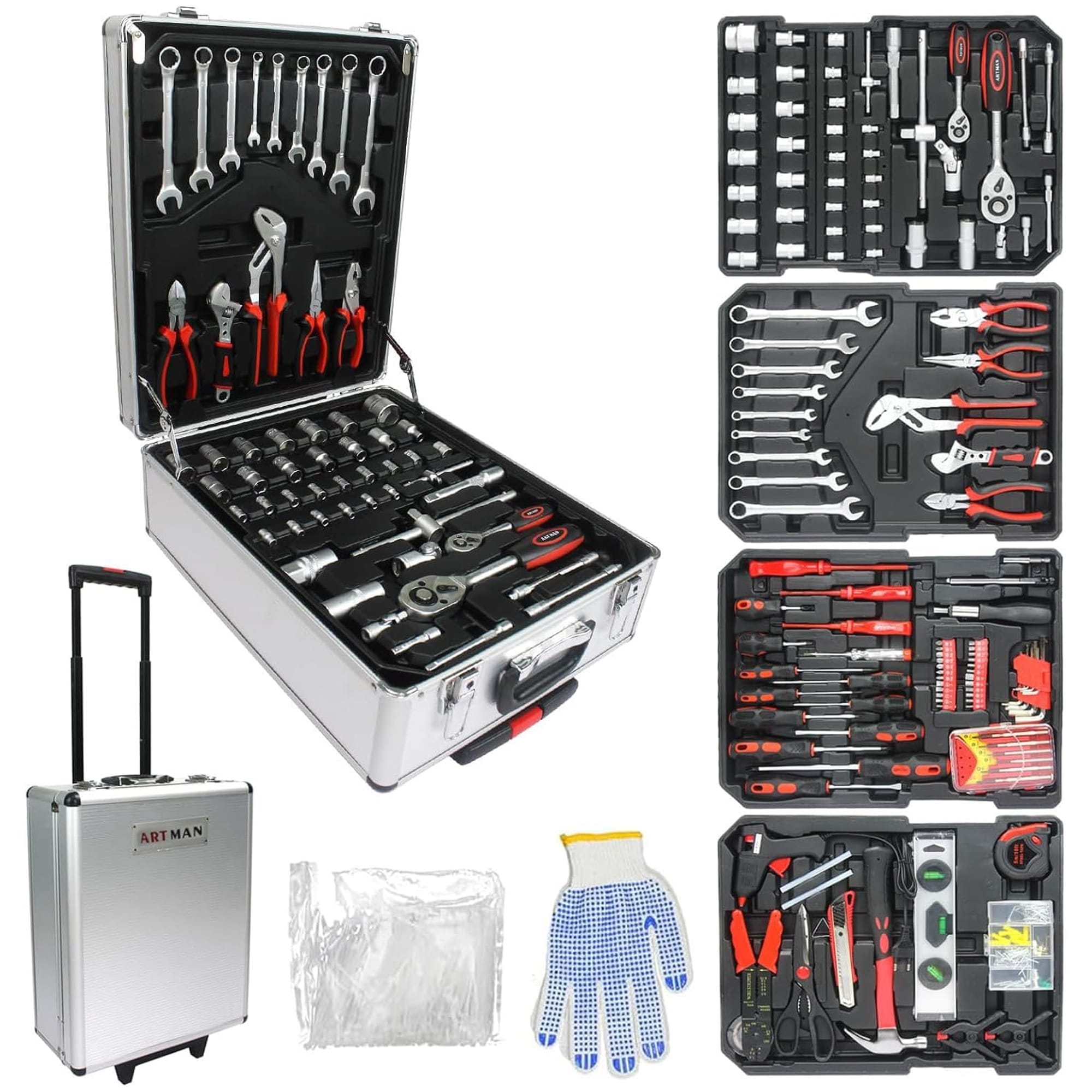Juego de herramientas domésticas de 899 piezas Gaierptone con estuche duro CRXHJQWMIEC