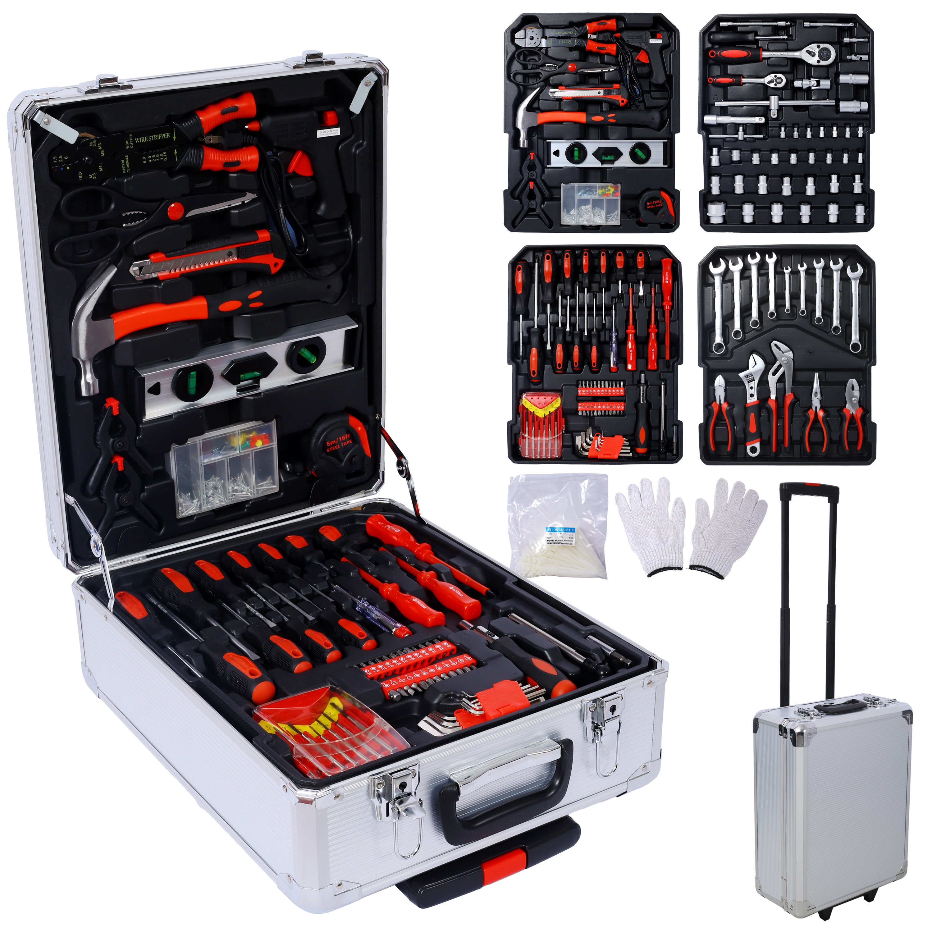 Set de herramientas para el hogar Siavonce de 899 piezas con estuche resistente XH45719