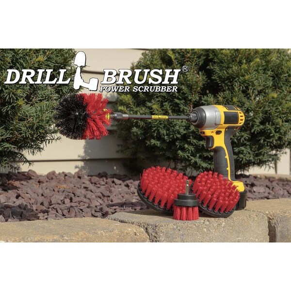 Cepillo limpiador eléctrico Drill Brush Power Scrubber de Useful Products 7 in W 5 in L, Rojo - R-S-542O-7X-QC-DB