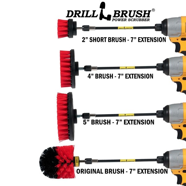 Cepillo limpiador eléctrico Drill Brush Power Scrubber de Useful Products 7 in W 5 in L, Rojo - R-S-542O-7X-QC-DB