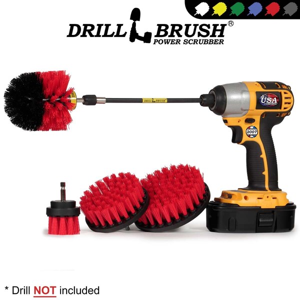 Cepillo limpiador eléctrico Drill Brush Power Scrubber de Useful Products 7 in W 5 in L, Rojo - R-S-542O-7X-QC-DB