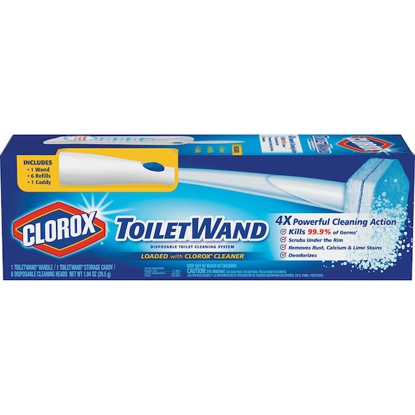Sistema de limpieza desechable para inodoro Clorox ToiletWand, azul/blanco, paquete de 6 - CLO03191CT