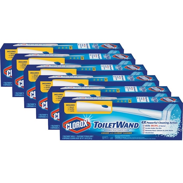 Sistema de limpieza desechable para inodoro Clorox ToiletWand, azul/blanco, paquete de 6 - CLO03191CT