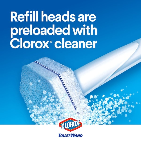Sistema de limpieza desechable para inodoro Clorox ToiletWand, azul/blanco, paquete de 6 - CLO03191CT