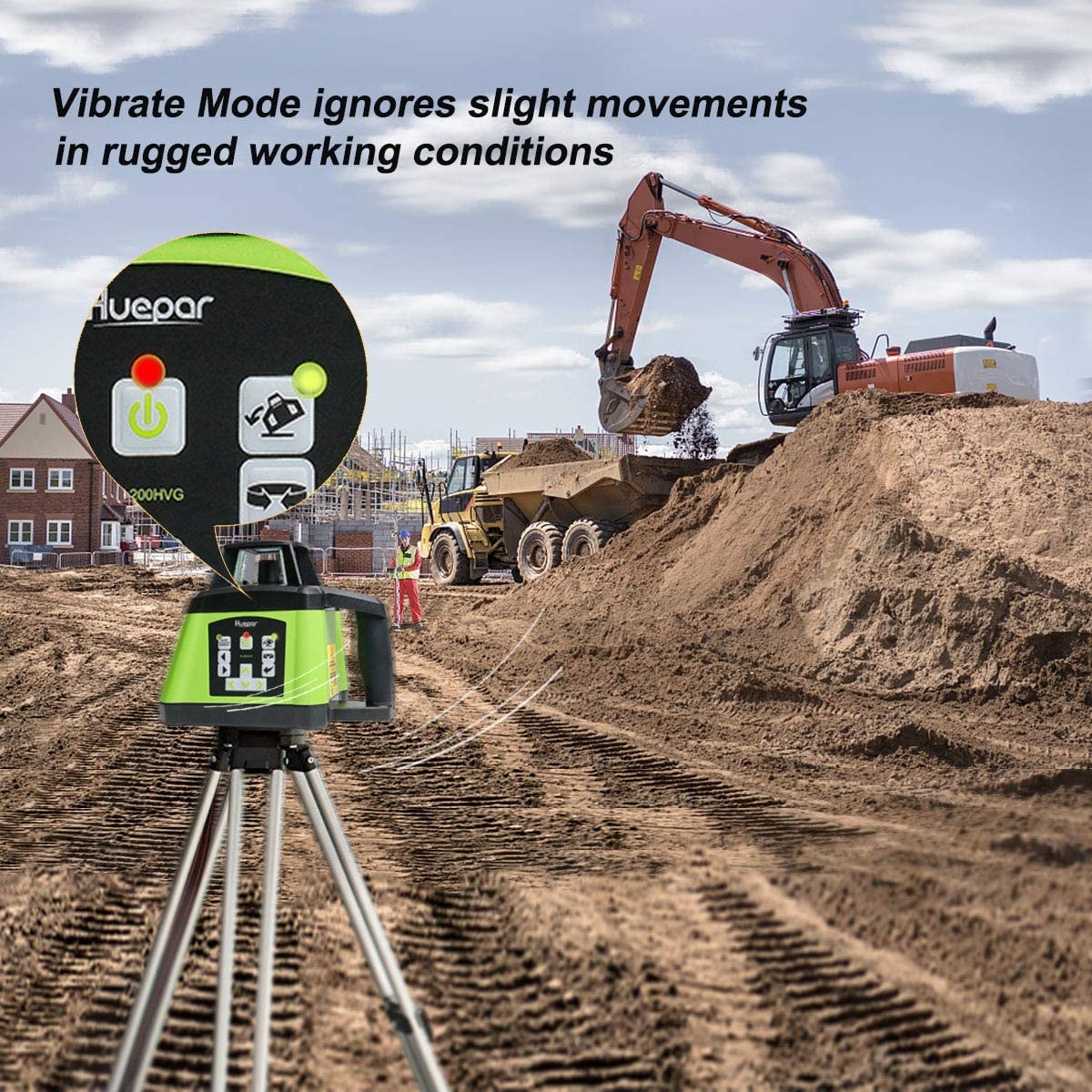 Nivel láser giratorio autonivelante de 360 grados verde de 1640 pies Huepar RL200HVG