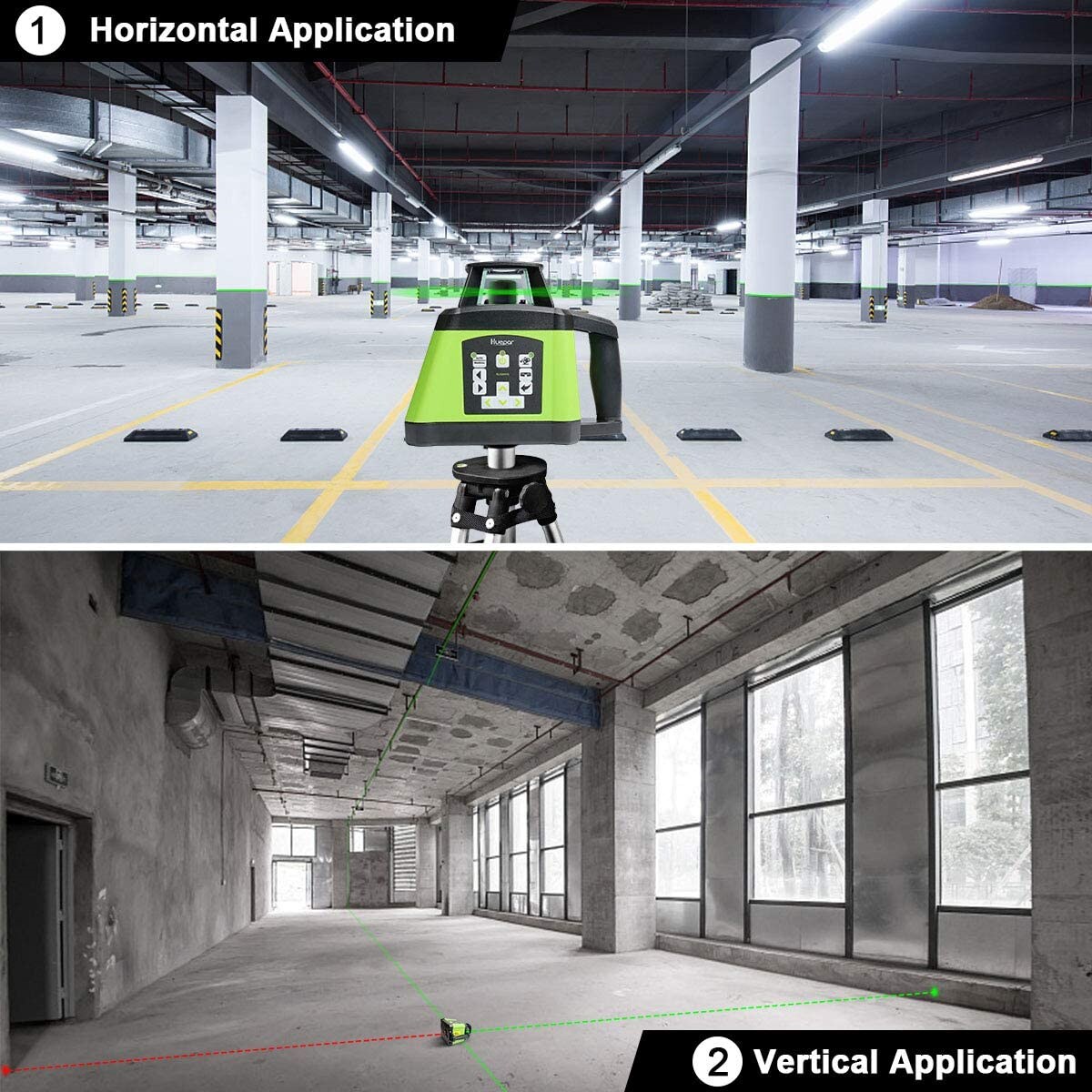 Nivel láser giratorio autonivelante de 360 grados verde de 1640 pies Huepar RL200HVG