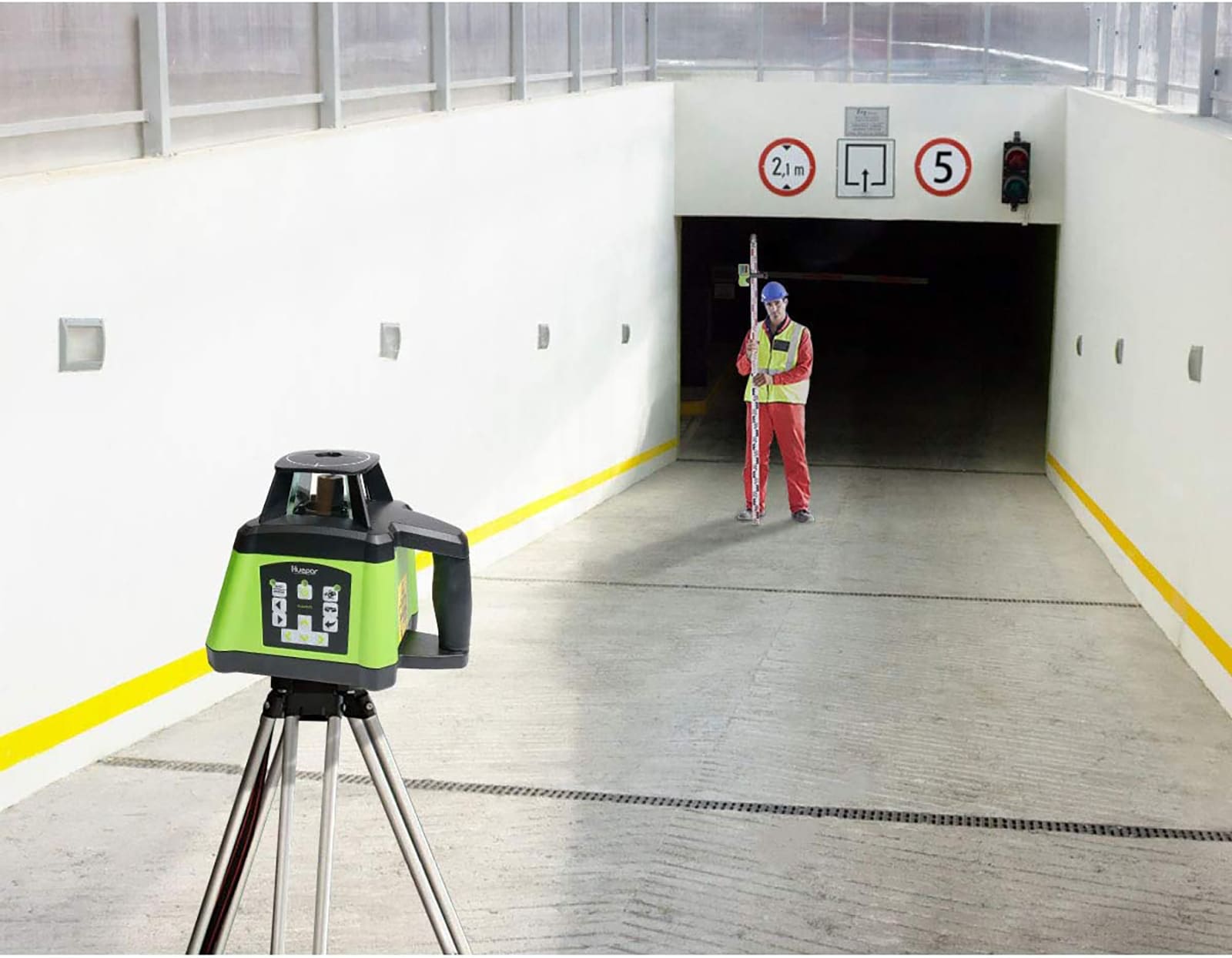 Nivel láser giratorio autonivelante de 360 grados verde de 1640 pies Huepar RL200HVG