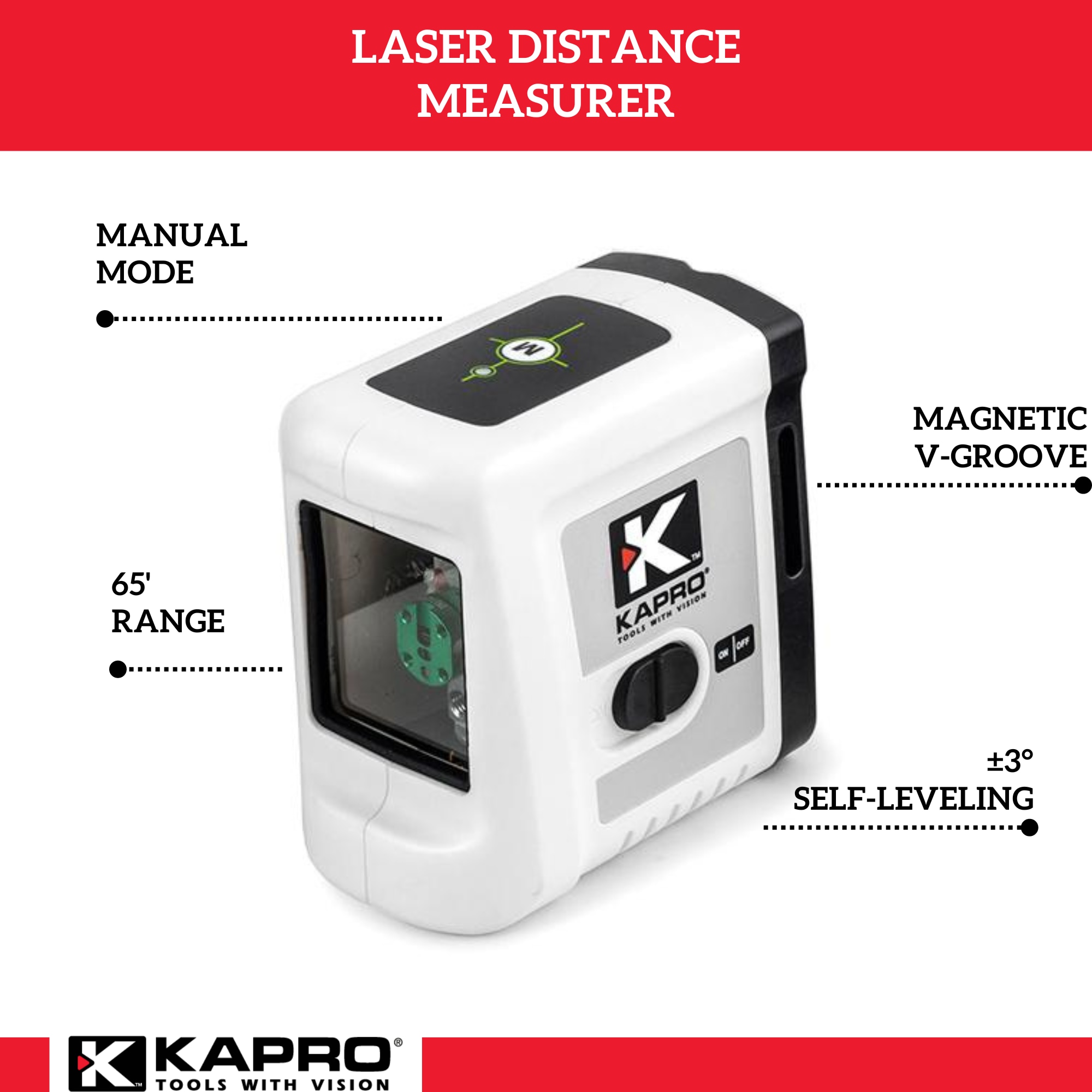 Nivel láser de líneas cruzadas autonivelante verde Kapro de 65 pies 862-VERDE