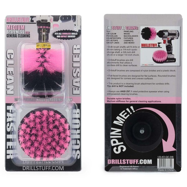 Suministros de limpieza Drillstuff - Cepillo para taladro - Limpiador de lechada - Limpiador de ducha - I-S-4O-QC-DS