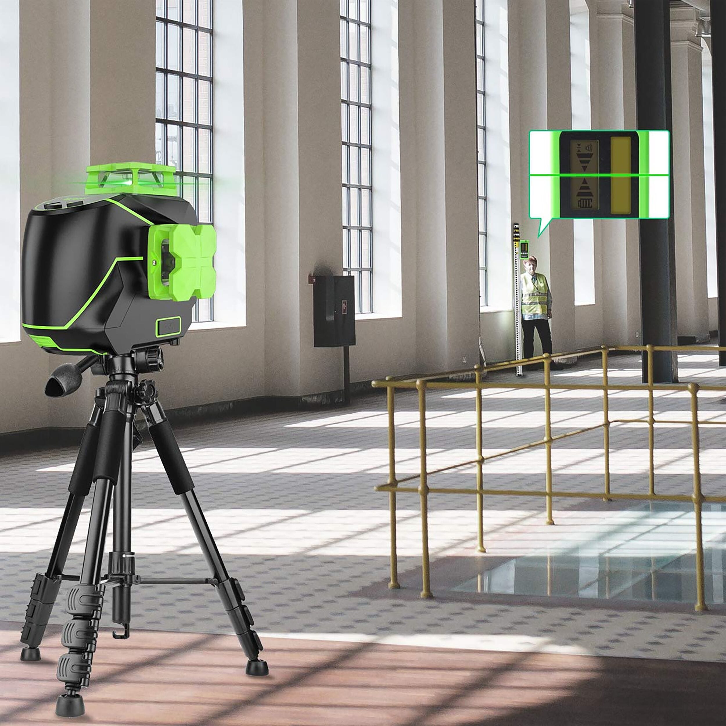 Nivel láser de línea cruzada autonivelante verde de 360 grados Huepar de 200 pies S03CG-L