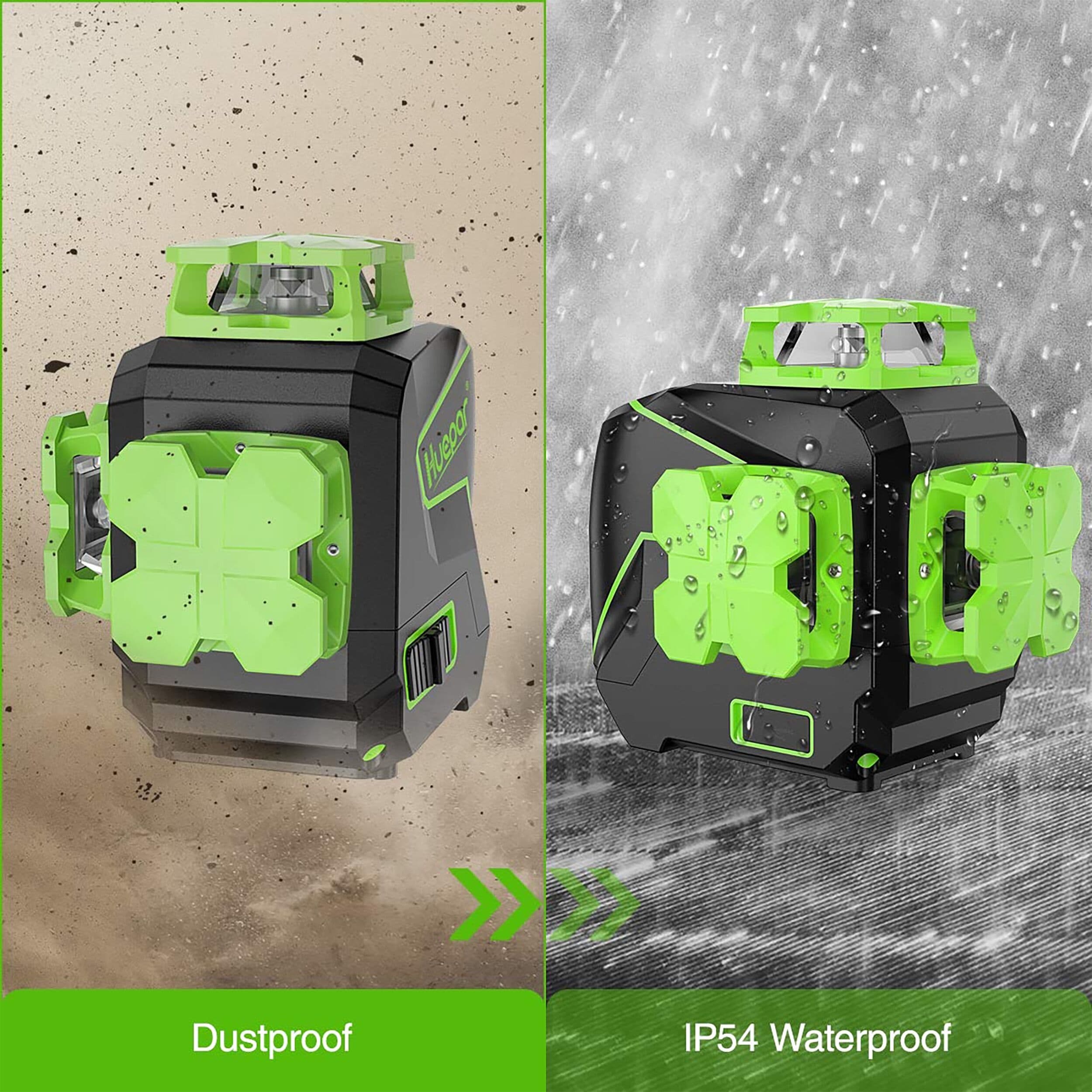 Nivel láser de línea cruzada autonivelante verde de 360 grados Huepar de 200 pies S03CG-L