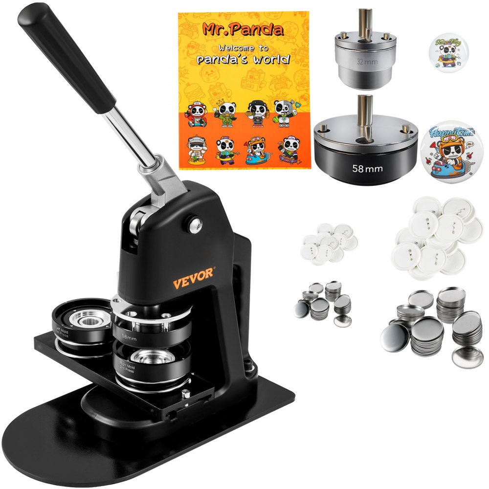 VEVOR Button Maker Machine Badge Pin Machine 1.25"+2.25" 500Free Parts Press Kit - DGNBJSKXZJZHS2URAV0