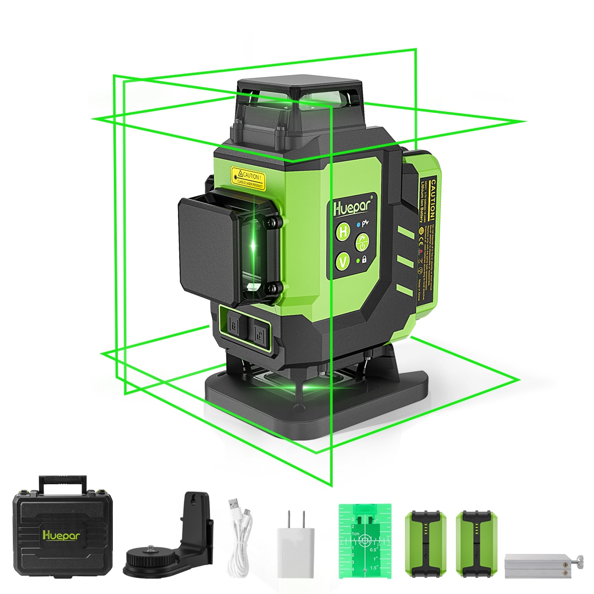 Nivel láser de líneas cruzadas autonivelante Huepar LS04CG de 200 pies y 360 grados en verde