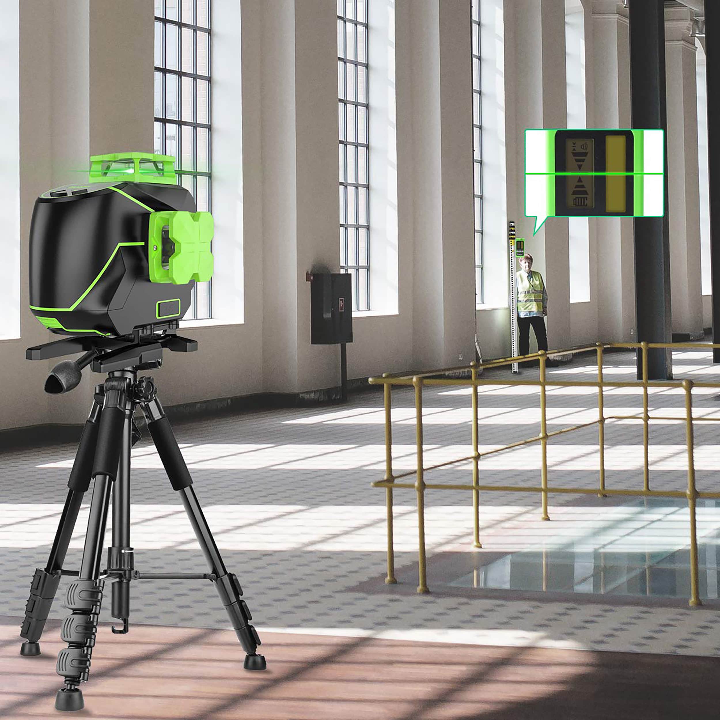 Nivel láser de líneas cruzadas autonivelante verde de 360 grados Huepar S04CG-L de 200 pies.