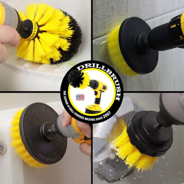 Cepillo de Perforación Power Scrubber de Useful Products 5 pulgadas de ancho 5 pulgadas de largo, amarillo - Y-S-542O-QC-DB